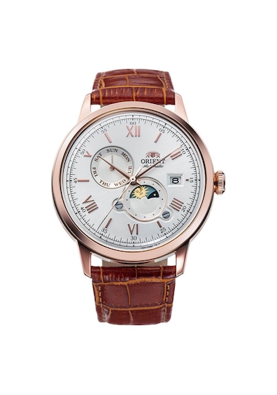 Orient Kurmalı Otomatik Deri Kahverengi Beyaz Kadran Sun&moon 42 Mm Erkek Kol Saati