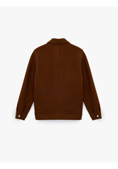 Koton Regular Fit Cepli Gömlek Yaka Fermuarlı Kaşe Ceket Kahverengi 6wam20057hk