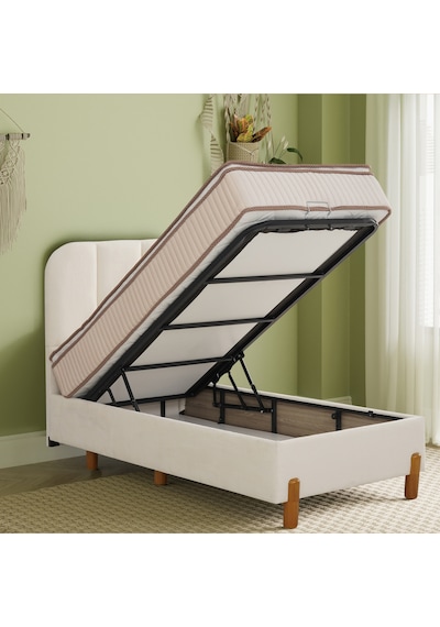 Bohem Tek Kişilik Sandıklı Baza + Pocket Pedli Yatak + Bohem Başlık 3 Lü Set Konuma Özel Teslimat 100 x 200 CM