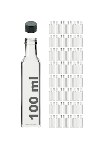 Afracam Maraska Şeffaf 100 ML Cam Şişe Sızdırmaz Kapak 80 Adet