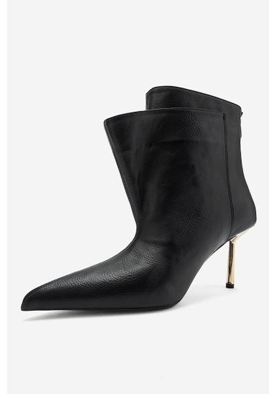 Luvi Shoes Meja Siyah Cilt Sivri Burunlu Kadın İnce Topuklu Bot