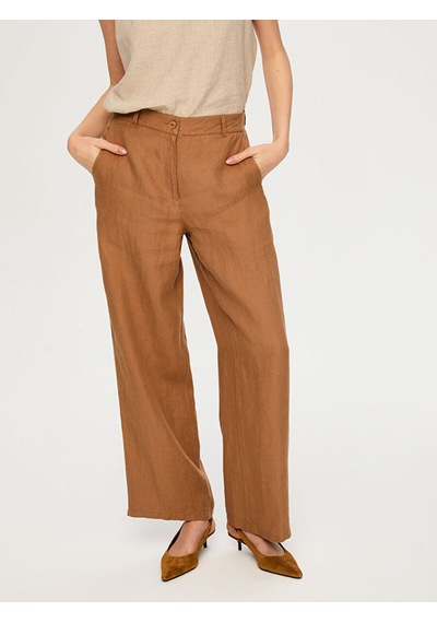 Faik Sönmez Wide Leg Fit %100 Keten Pantolon S26pnt010 Us26pnt01035 Camel