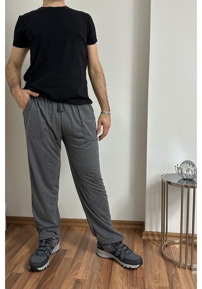 Erkek Pamuklu Cepli İpli Lastikli Bel Pijama Altı Eşofman Antrasit