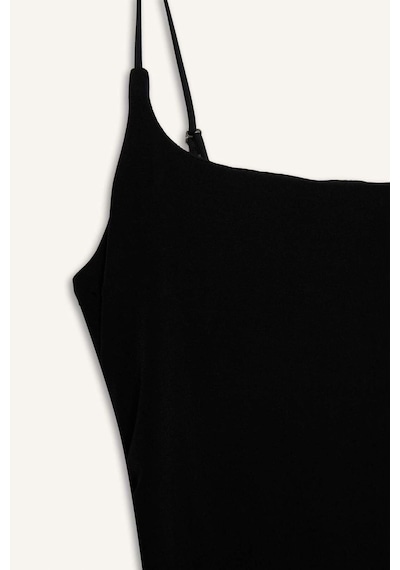 Defacto Bodycon Vücudu Saran Kare Yaka Kolsuz Maxi Elbise H6454ax26smbk81 Siyah-bk81