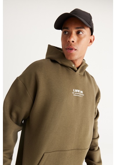 AC&Co / Altınyıldız Classics Erkek Hakı Oversize Fit Bol Kesim Kapüşonlu İçi Polarlı Pamuklu Sweatshirt Haki AC&Co / Altınyıldız Classics Erkek Hakı Oversize Fit Bol Kesim Kapüşonlu İçi Polarlı Pamuklu Sweatshirt Haki