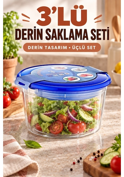 3 Lü Derin Saklama Kabı Seti