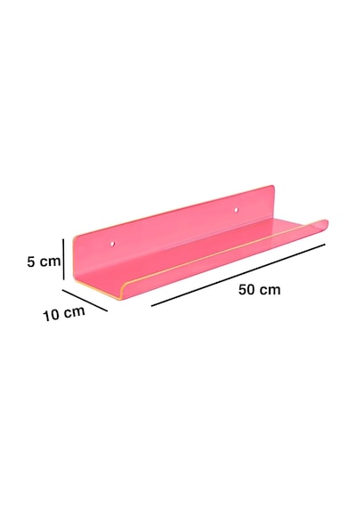 Pleksi Duvar Raf Neon Pembe, 50cm X 10cm Diğer
