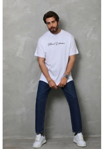 Modi Erkek Baskılı T-shirt Kısa Kol Bisiklet Yaka Regular Fit Rahat Kalıp Günlük Tişört - Beyaz - Mymg185504