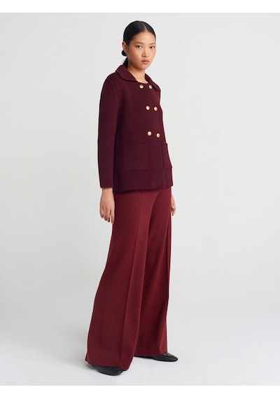 Dilvin 70167 Beli Lastikli Triko Pantolon Bordo M. Bordo