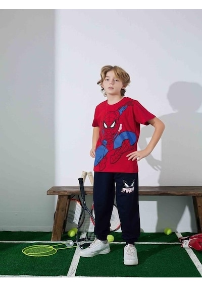Kıpırık Baby Erkek Çocuk Örümcek Adam Desenli Pijama Takımı-1253 Kırmızı
