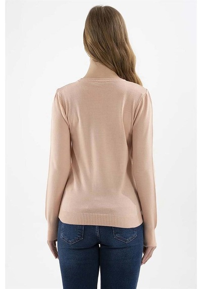 Fashion Friends Kadın Bisiklet Yaka Kazak 23k0245k1 Pudra