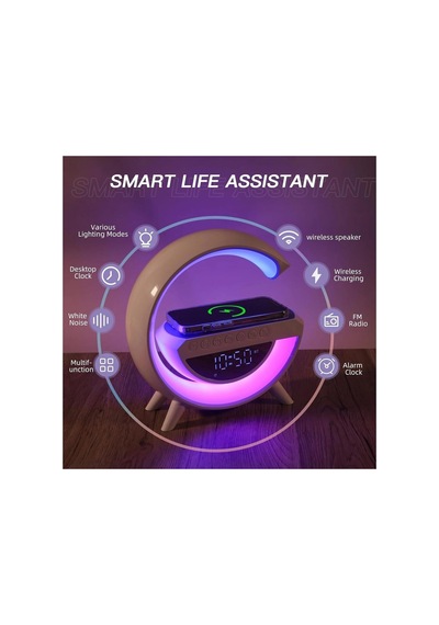 Bt-3401 Bluetooth G Hoparlör Masa Saati Alarm Wireless Şarj Müzik Çalar Kablosuz Taşınabilir Speaker