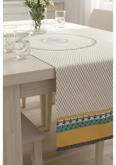 Safran Luxe Keten Runner 45x140 Cm Çok Renkli