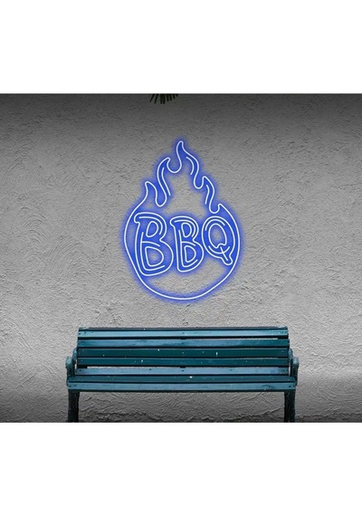 Bbq Yazılı Ve Şekilli Neon Tabela Mavi
