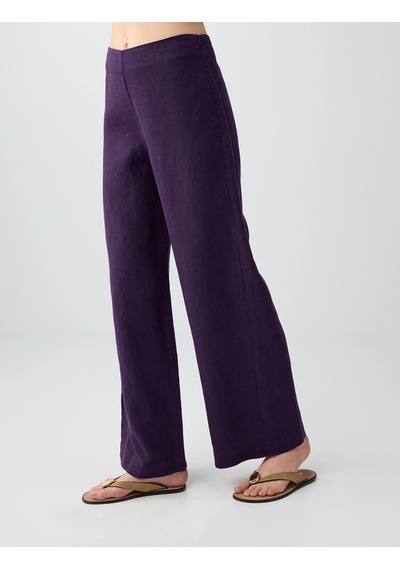 Jimmy Key Jimmy Key Mor %100 Keten Normal Paça Normal Bel Uzun Pantolon 6sw187026503