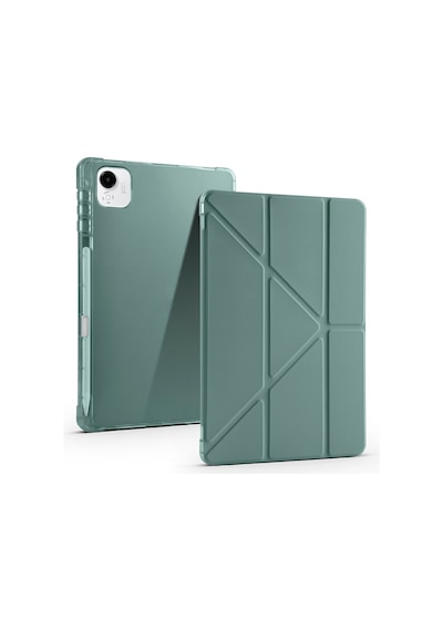 Lexroo Honor Pad X9 Pro Kılıf Tri Folding Kalem Bölmeli Standlı Kılıf - Koyu Yeşil Silikon