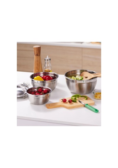 Cıklıd Çelik Saklama Kabı Seti, Paslanmaz Çelik, 3'lü Set Metal