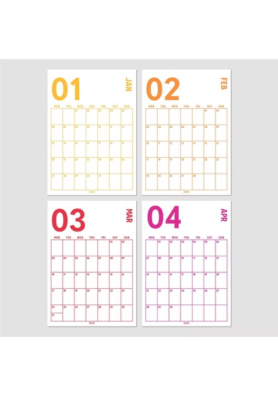 2026 Aylık Planlayıcı Duvar Takvimi, 33x48 Cm & A4 Spiralli Takvim, Organizer Takvim, Gökkuşağı Renk