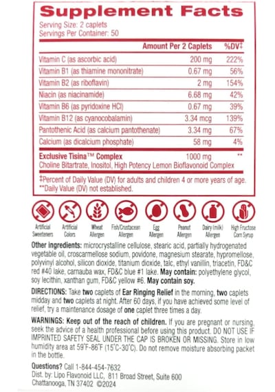 Lıpo-flavonoıd Plus Ear Ringing Choline İnositol 100 Tablet