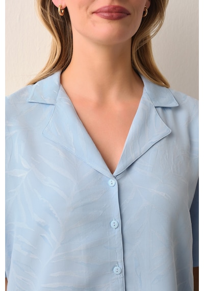 Suwen Petra Gömlek Yaka Şort Pijama Takımı Sh26512667b015 Mavi