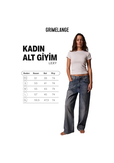 Grımelange Grimelange Lexy Kadın Standart Bel Baggy Balon Jean Mavi Tint Pantolon