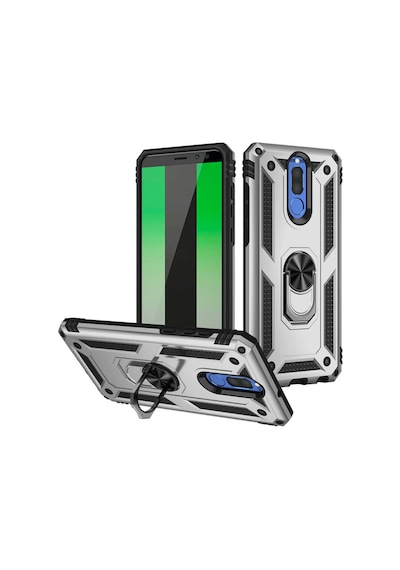 Huawei Mate 10 Lite Kılıf Kamera Koruyucu Manyetik Standlı Tank Koruma Pazarplus Kırmızı