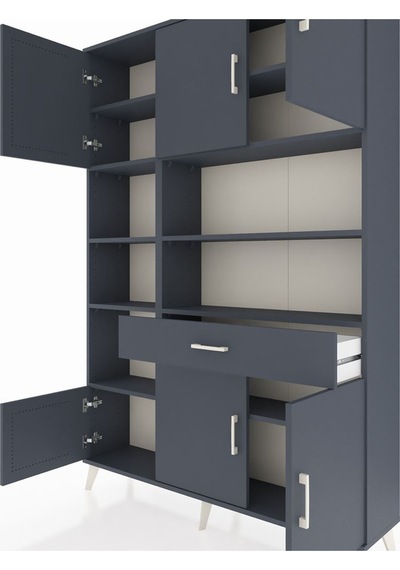 Arges Dolap 10 Raflı Tek Çekmeceli 6 Kapaklı 132x30x195 Antrasit-antrasit/antrasit Antrasıt/antrasıt Arges Dolap 10 Raflı Tek Çekmeceli 6 Kapaklı 132x30x195 Antrasit-antrasit/antrasit Antrasıt/antrasıt