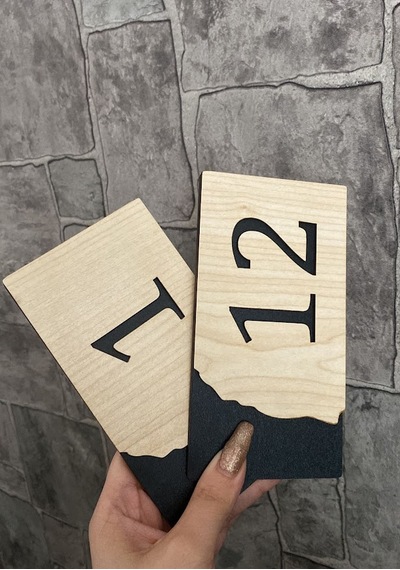 Meşe Serisi 1-12 Arası 12 Adet MDF Kapı Numarası