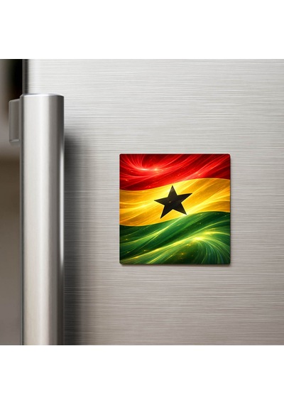 Gana Ghana Abstract Ülke Bayraklı Buzdolap Magneti - 9x9 Cm