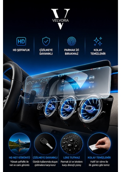 Mercedes Gla 200 2021-2023 Navigasyon Bilgi Ekranı Ve Dijital Gösterge Ekran Nano Koruyucu