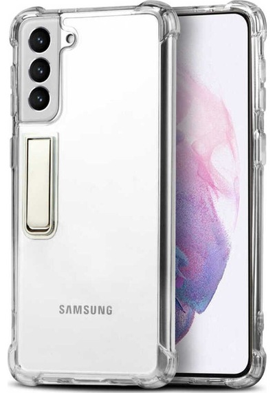 Galaxy S21 Uyumlu Csk Zore Standlı Süper Silikon Kılıf-renksiz