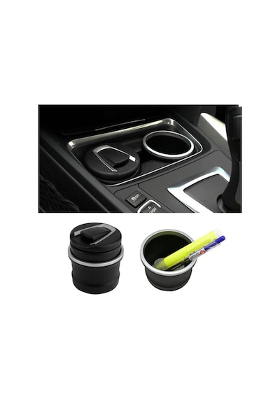 Bmw Tip Bardaklıklı Mavi Led Işıklı Spor Oto Araç İçi Küllük