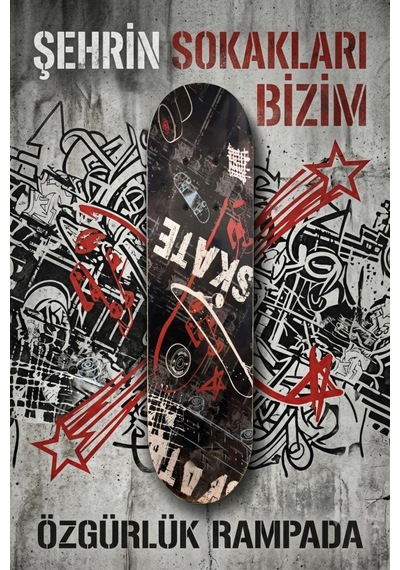 Skate Desenli Rulmanlı 4 Tekerlekli Başlangıç Kaykayı Konforlu Eğlenceli Ahşap Çocuk Skateboard Kırmızı