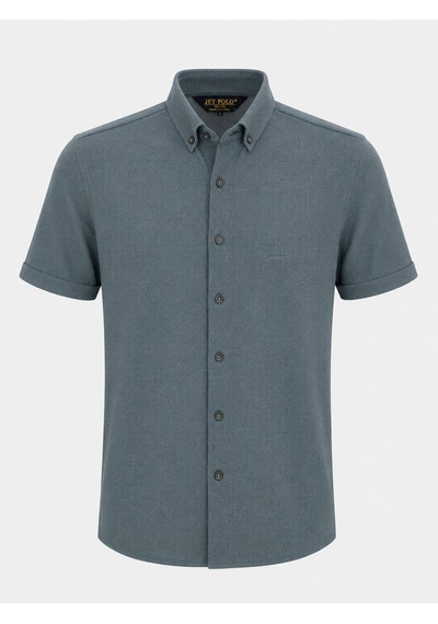 Classics Men Jet Polo Likralı Kısa Kol Slim Fit Gömlek - 7669 Mavi