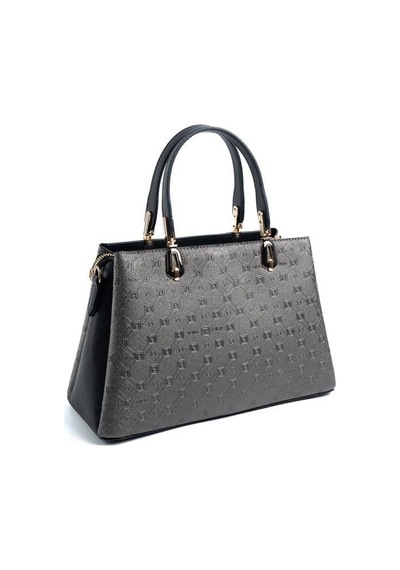 Silver Polo Sp1253 Kadın El Çantası Logolu Platin-siyah