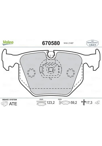 Valeo 670580 Arka Fren Balatasi 34211159960 34211160685 34211160698
