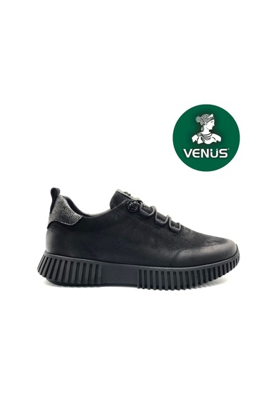 Venüs Campanula Hakiki Deri Ortopedik Kadın Casual Ayakkabı Siyah