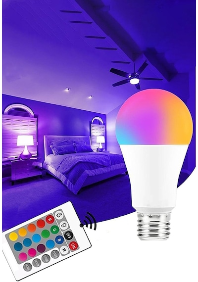 Rgb Kumandalı Renkli Led Ampul 9 Watt Işık Şiddeti Ayarlanabilir/kısılabilir Çok Renkli 3 Adet, Derwel3dt