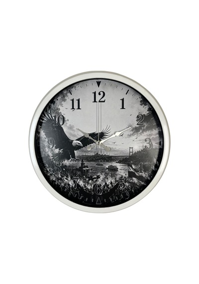 Beyaz Özgür Kanatlar Taraftar Temalı 40 X 40 Cm Metal Duvar Saati