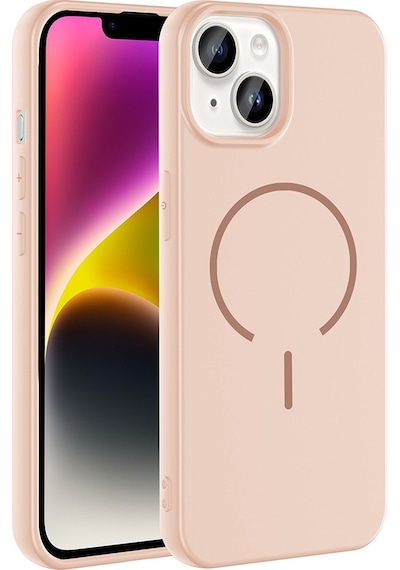 Apple Uyumlu iPhone 13 Kılıf M-safe Şarj Özellikli Mkst Meta Kapak - Rose Pembe Pembe