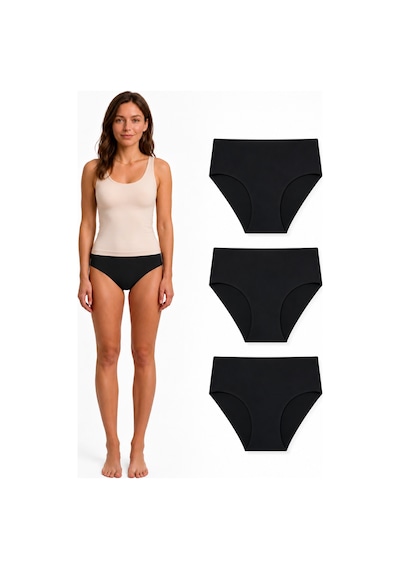 Westicgiyim Kadın Düşük Bel Lazer Kesim Dikişsiz Külot Kaymaz Bantlı Siyah & Ten Seamless Slip