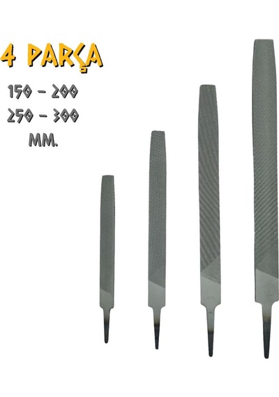 Sgs Yassı Düz Eğe Seti Orta Dişli - 150-200-250-300 Mm. - 4 Parça