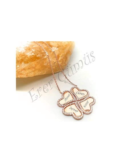 Gümüş 4 Yapraklı Yonca İsimli Kolye Rose Gold