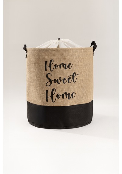 Tidy Jüt Home Yazılı Büzgülü Çamaşır Sepeti 37x40cm 6015 Natural