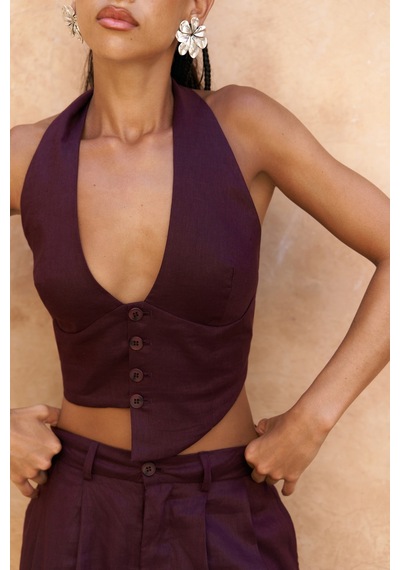 Mai Collection Mai Studios Co. Lvdovila Bordo Keten Crop Yelek Pantolon Takım Bordo Mai Collection Mai Studios Co. Lvdovila Bordo Keten Crop Yelek Pantolon Takım Bordo