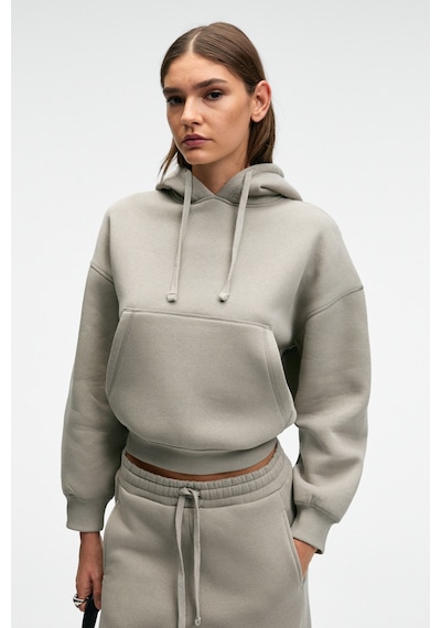 Grimelange Selene Kadın Kapüşonlu Kangru Cepli Regular Fit Açık Gri Sweatshirt Açık Gri