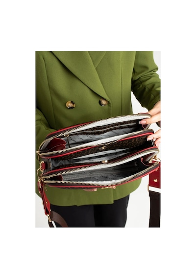 Just Polo Kadın Yeni Sezon Baskılı Omuz Çantası 232053mh Kahverengi - Kırmızı 93398442