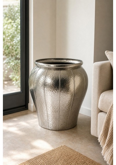Panalı Pnl-mg82 L Metal Dekoratif Saksı 63 X 60,5 Cm Gümüş