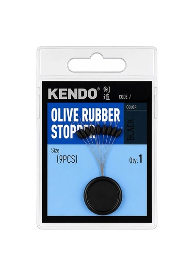 Kendo Olive Rubber Stopper Balıkçı Siyah Kauçuk 9'lu Stoper Sss