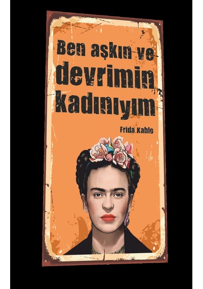 Ben Aşkın ve devrimin kadınıyım mini retro ahşap poster